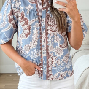 Camisa Azul Celeste Con Botones Manga Corta