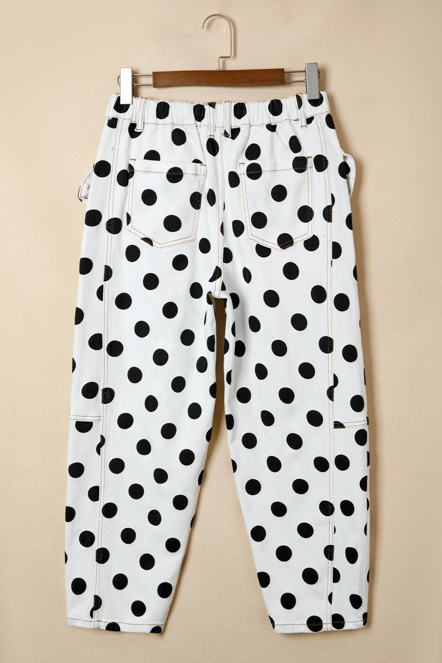 Jean Blanco Lunares Estampado Moño Detalle Con Bolsillos - Image 6