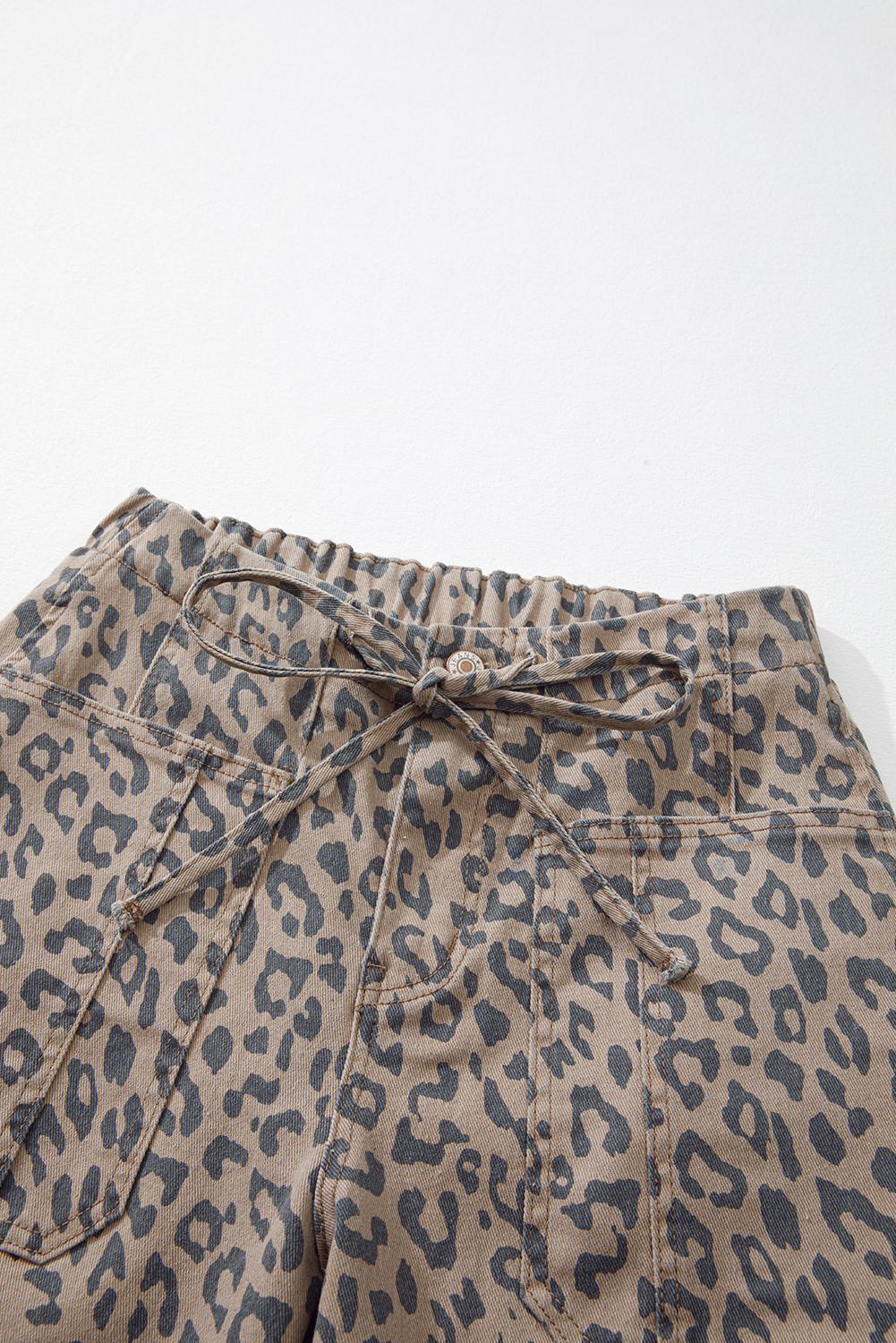 Jean Caqui Animal Print Leopardo Estampado Cordón Elástico - Image 5