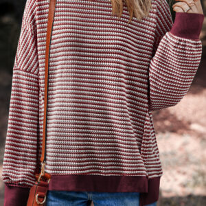 Top Rojo a Rayas Acanalado Oversize