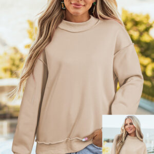 Buzo Damasco Hombro Caído Oversize Cuello Alto
