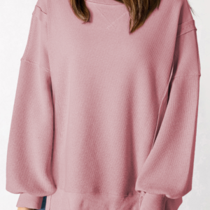 Top Rosa Tejido Waffle Oversize
