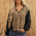 Hoodie Marrón Patchwork Con Cierre