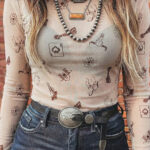 Top Beige Avena Malla Ajustado Cuello Alto