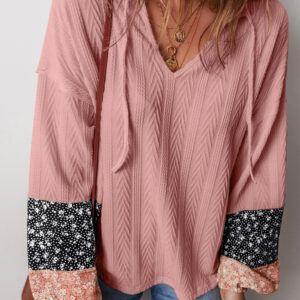 Blusa Rosa Empolvado Floral Escote V