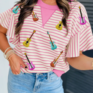 Blusa Rosa Suave Con Volados Manga Corta