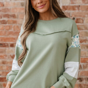 Top Verde Laurel Floral Relajado