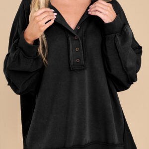 Buzo Negro Costura Vista Oversize