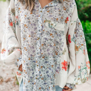 Camisa Violeta Floral Suelta