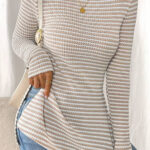 Top Gris Azulado A Rayas Cuello Redondo