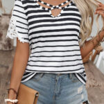 Blusa Negro a Rayas Manga Corta