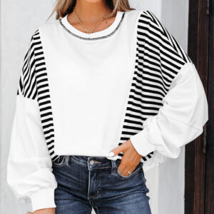 Buzo Blanco a Rayas Patchwork Oversize