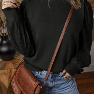 Buzo Negro Patchwork Cuello Redondo