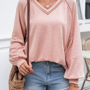Top Rosa Suave Escote V