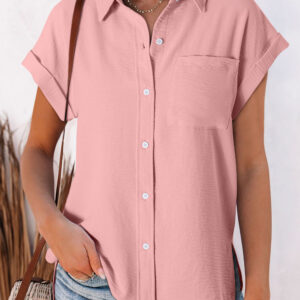 Camisa Rosa Liso Manga Corta