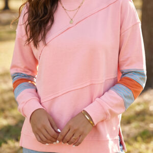 Blusa Rosa A Rayas Cuello Redondo