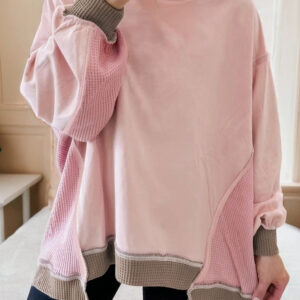Buzo Rosa Claro Patchwork Oversize