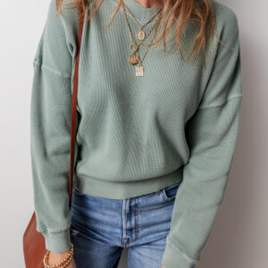 Top Aqua Tejido Waffle Escote V