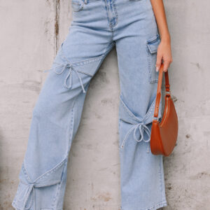 Jean Azul Moño Decorativo Boyfriend Cargo