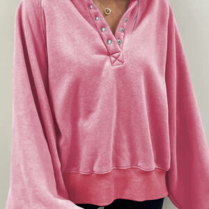 Buzo Rosa Oversize Con Cuello