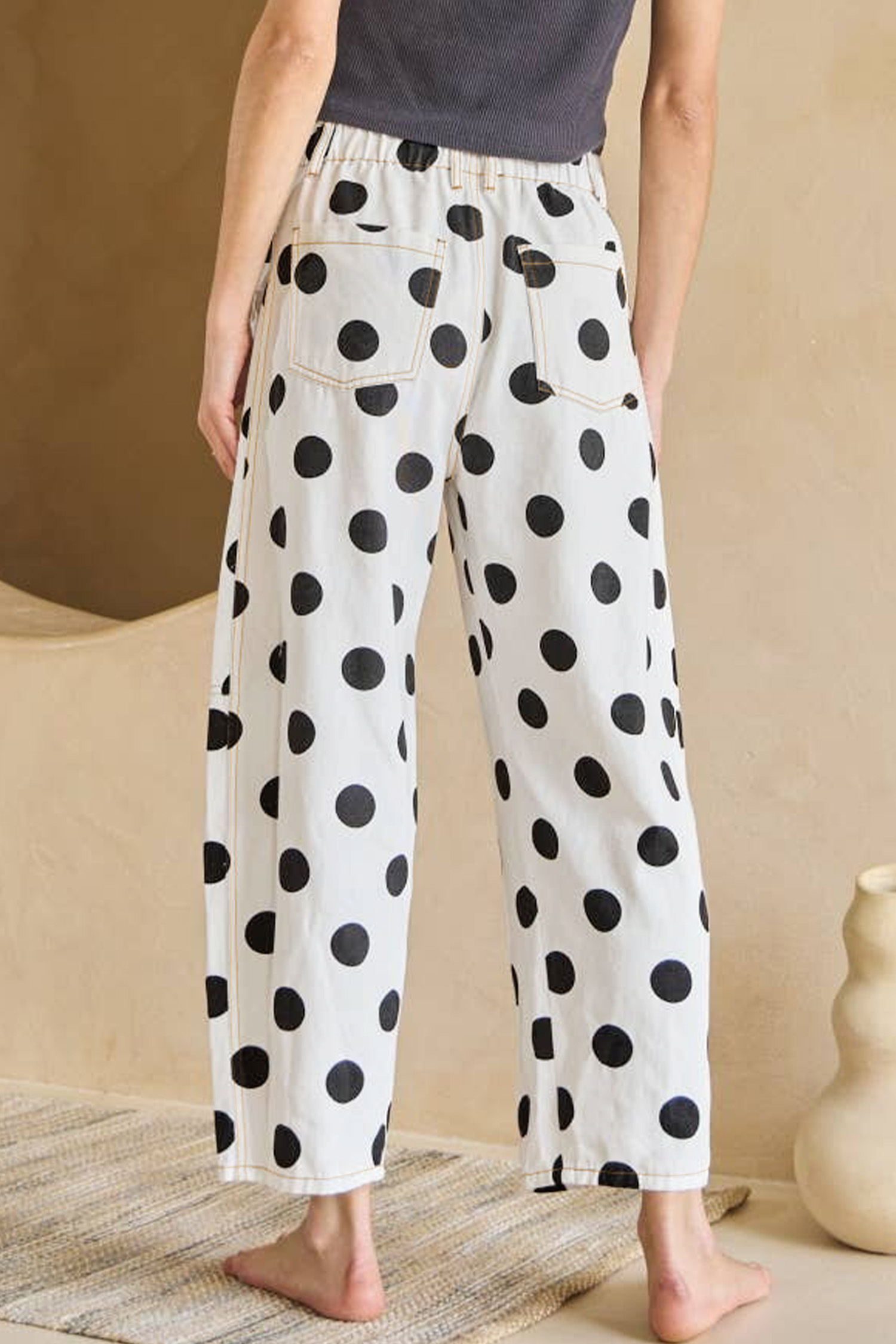 Jean Blanco Lunares Estampado Moño Detalle Con Bolsillos - Image 2