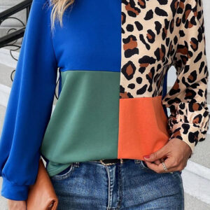 Top Azul Oscuro Estampado Leopardo