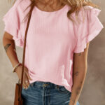Blusa Rosa Claro Con Volados