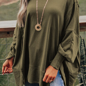 Top Verde Hombro Caído Oversize