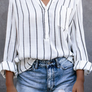 Blusa Blanco Floral Suelto Escote V