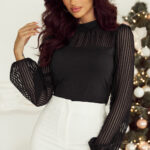 Blusa Negro A Rayas Cuello Alto