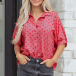 Camisa Rojo Manga Corta Suelta