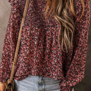 Blusa Rojo Fuego Con Volados Manga Larga
