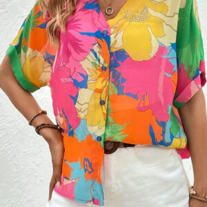 Camisa Multicolor Floral Manga Corta