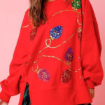 Buzo Rojo Tomate Con Lentejuelas Oversize