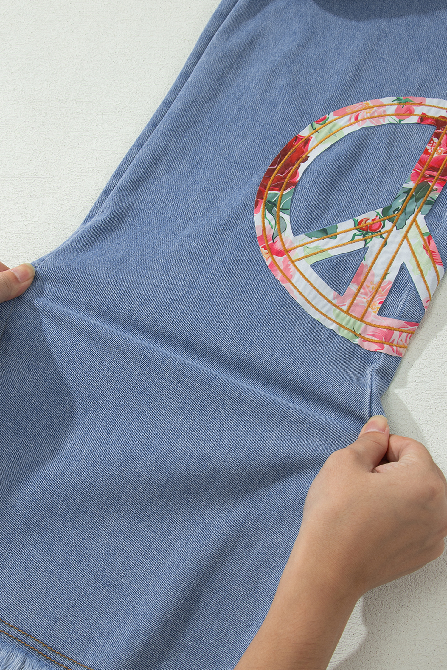 Jean Nomeolvides Floral Peace Símbolo Bordado Aplicado - Image 6