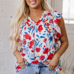 Blusa Rojo Con Volados Escote V