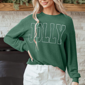 Top Verde Oscuro Estampado con Texto Suelto
