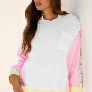 Buzo Blanco Patchwork Cuello Solapa