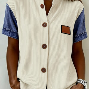Camisa Beige Estilo Jean Manga Corta