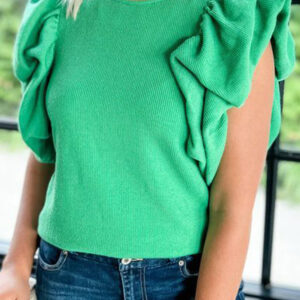 Blusa Verde Con Volados