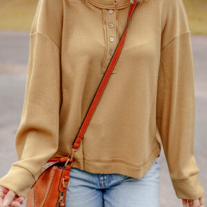 Top Camel Con Botones Oversize