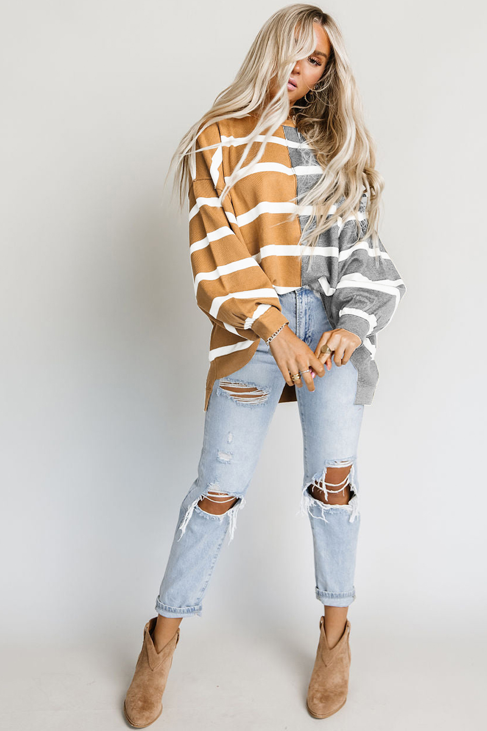 Top Gris Hombro Caído Oversize - Image 3