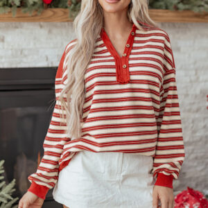 Top Rojo a Rayas Escote V