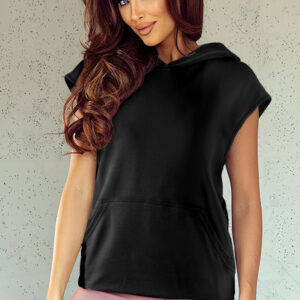 Hoodie Negro Manga Corta