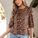 Blusa Marrón Manga Abullonada