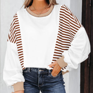 Buzo Marrón a Rayas Patchwork Oversize