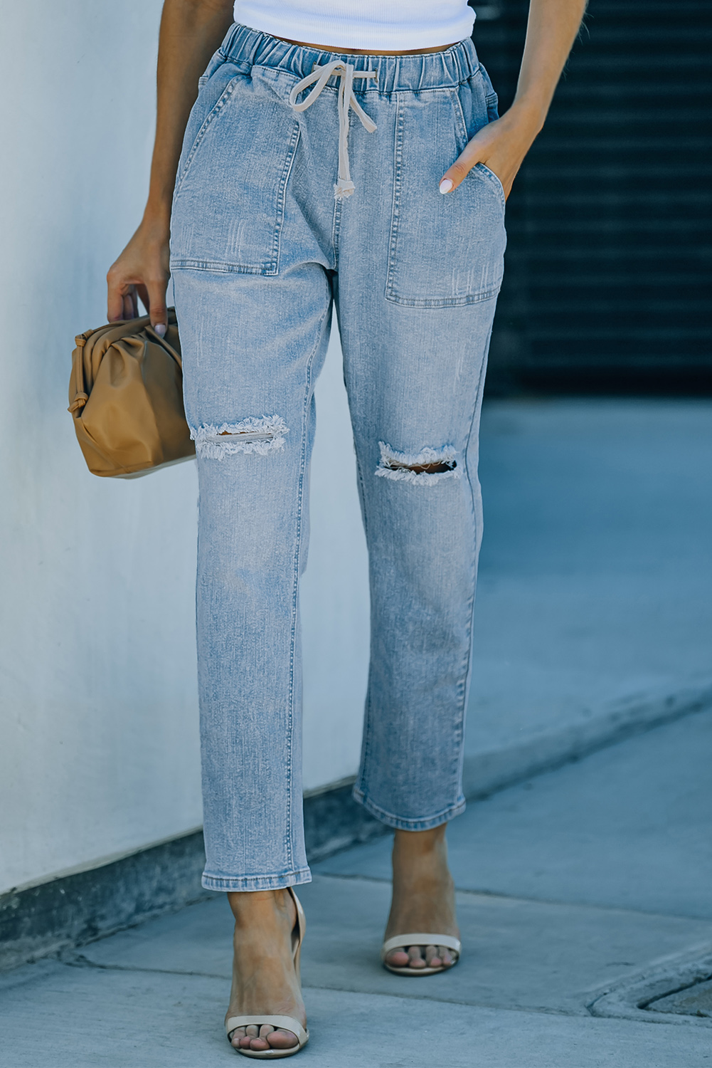 Jean Celeste Desgastado Jogger