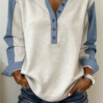 Top Gris Claro Con Botones Con Cuello