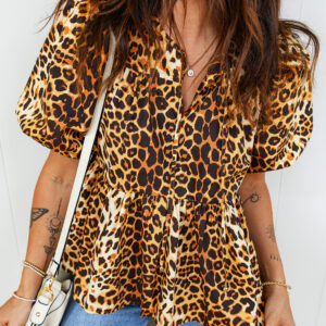 Blusa Negro Manga Abullonada Estilo Babydoll
