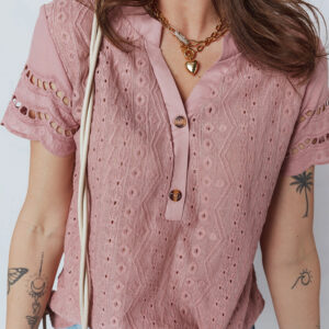 Blusa Fucsia Con Botones Manga Corta